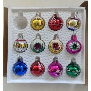 Christmas Trimmeries By Bradford Novelty Hand Decorated Glass Ornaments + Indent